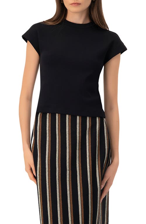 Ivonne Black Dropped Sleeve Top In Black