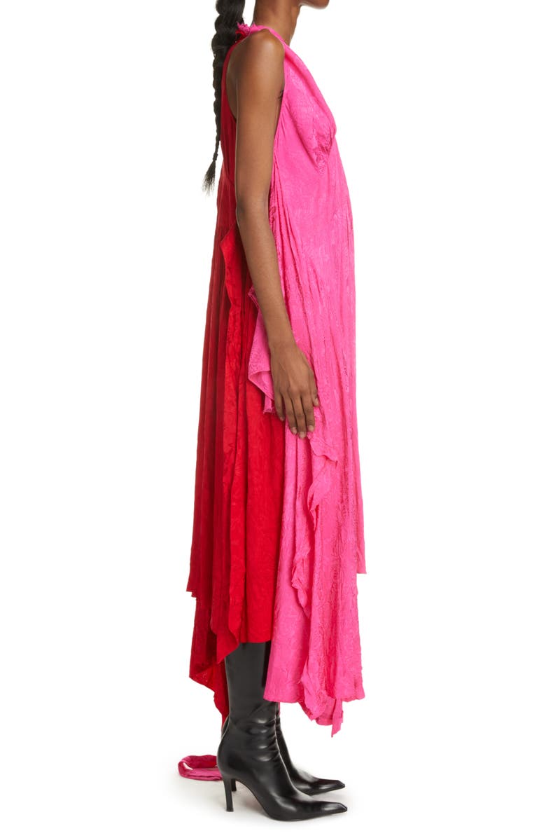 Balenciaga Floral Jacquard Logo Asymmetric One-Shoulder Dress, Alternate, color, 