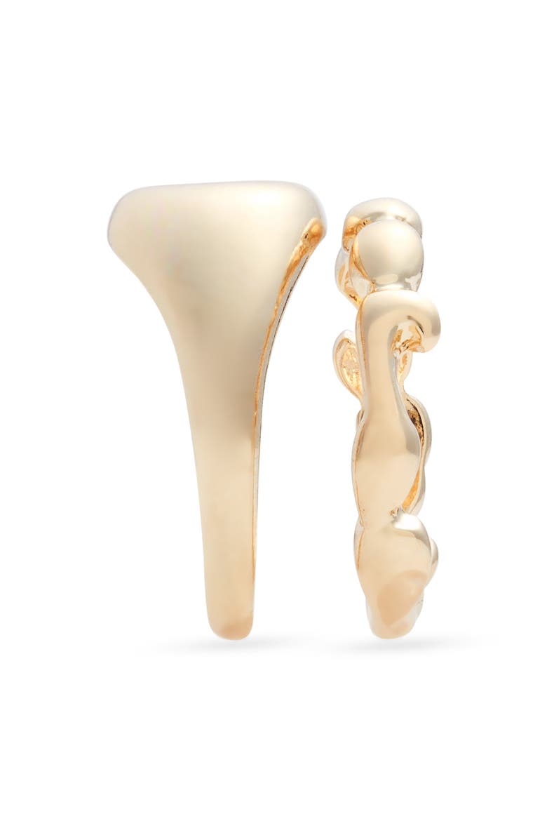 Set of Two Organic Shape Rings, Alternate, color, GOLD