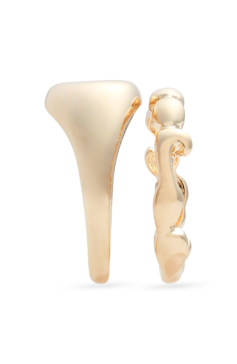 Open Edit Set of Two Organic Shape Rings, Alternate, color, Gold