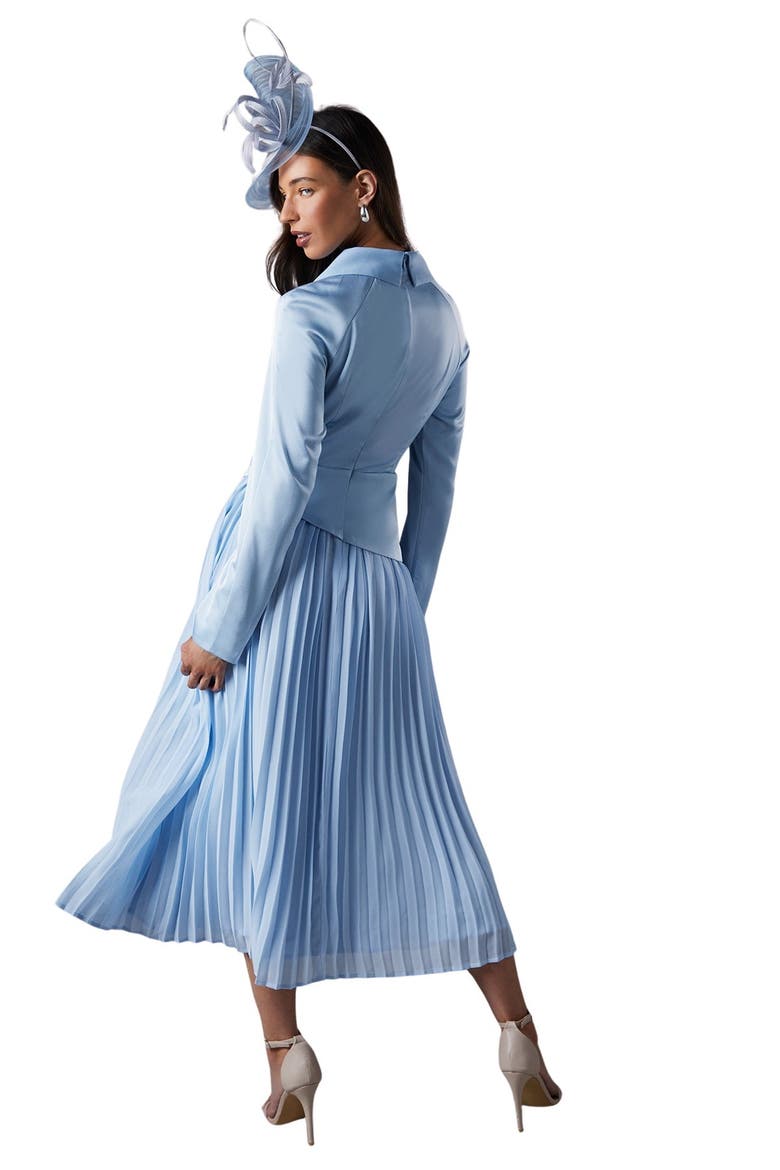 Tailored Pleat Skirt Midi Dress, Alternate, color, Blue