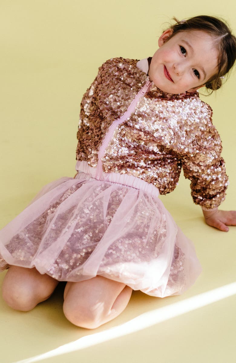 Rock Your Kid Kids' Sequin Bomber Jacket, Alternate, color, Champagne