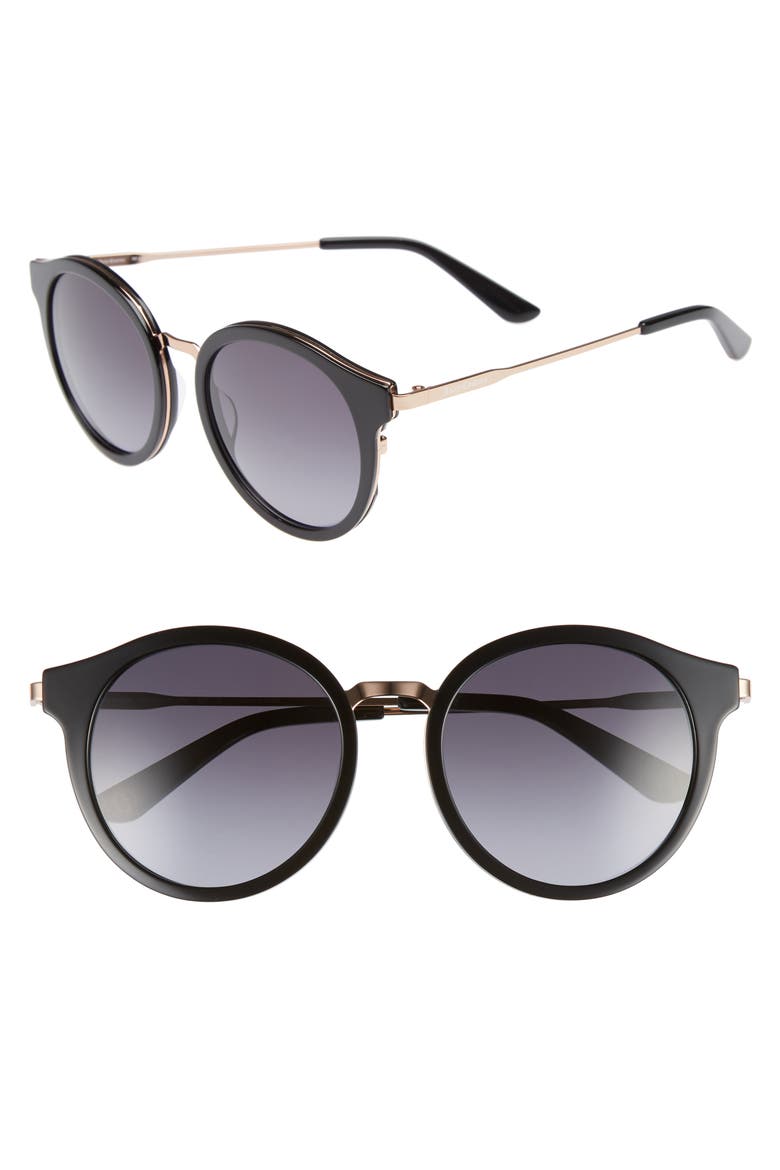 52mm Round Sunglasses, Main, color, BLACK/ GOLD