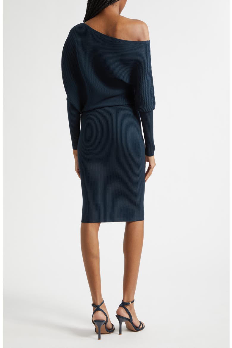 Lara Rib Knit Off the Shoulder Sweater Dress, Alternate, color, TEAL GREEN
