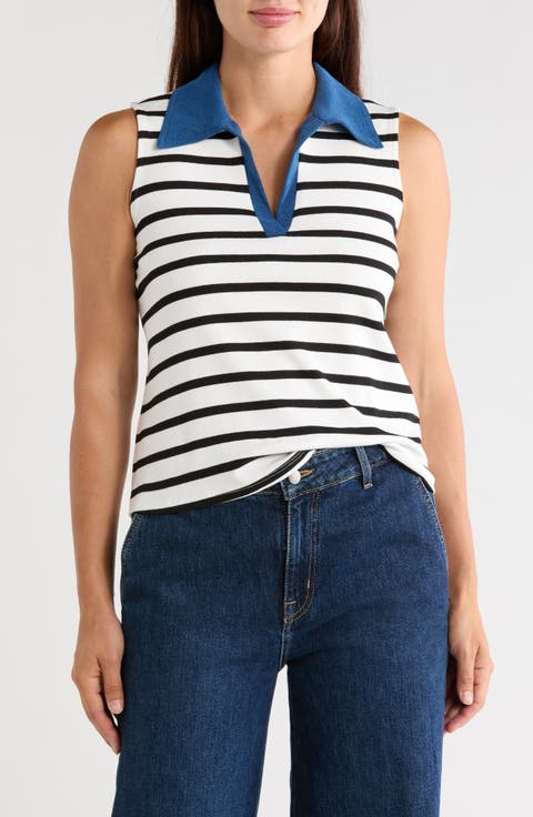 Contrast Collar Stripe Vest