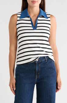 Contrast Collar Stripe Vest
