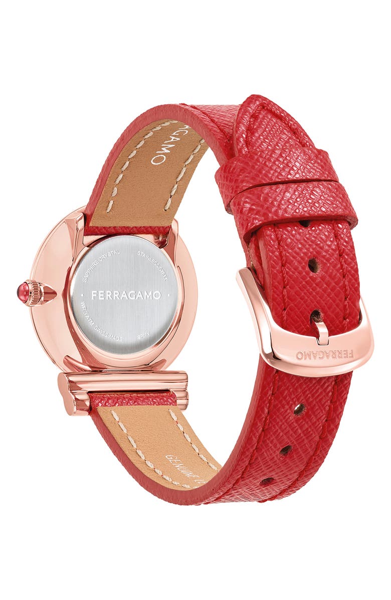 FERRAGAMO Gancini Leather Strap Watch, 28mm, Alternate, color, 