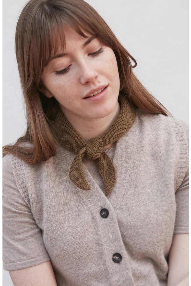 Cotton Garter Knit Mini Neckerchief, Main, color, Caramel