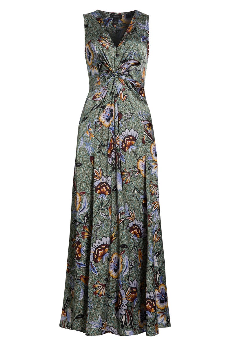 Halogen<sup>®</sup> Knot Front Floral Print Sleeveless Dress, Alternate, color, Gray Violet/ Green