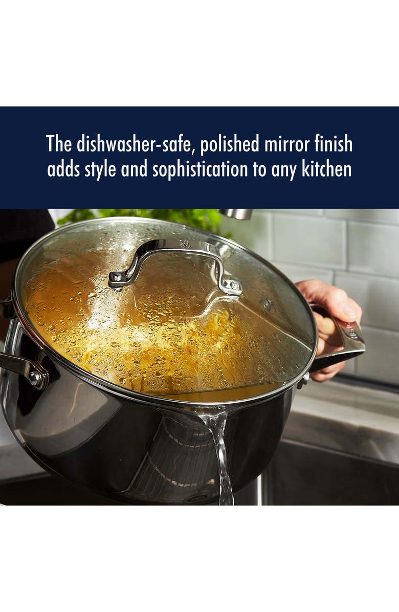 HENCKELS CUTLERY Clad H3 6-Quart Stainless Steel Pot with Lid, Alternate, color, Silver