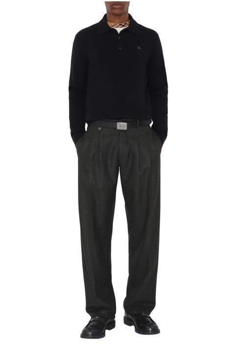 Long-sleeve Cashmere Blend Polo Shirt