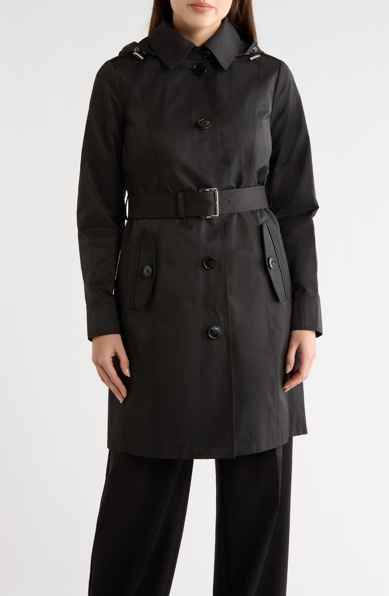 Michael Kors Belted Trench Coat, Main, color, Black