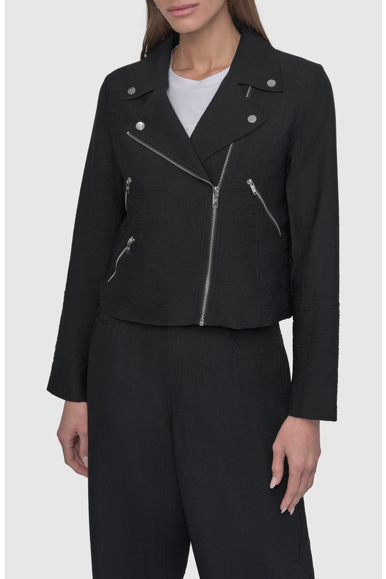Crinkle Moto Jacket, Main, color, BLACK