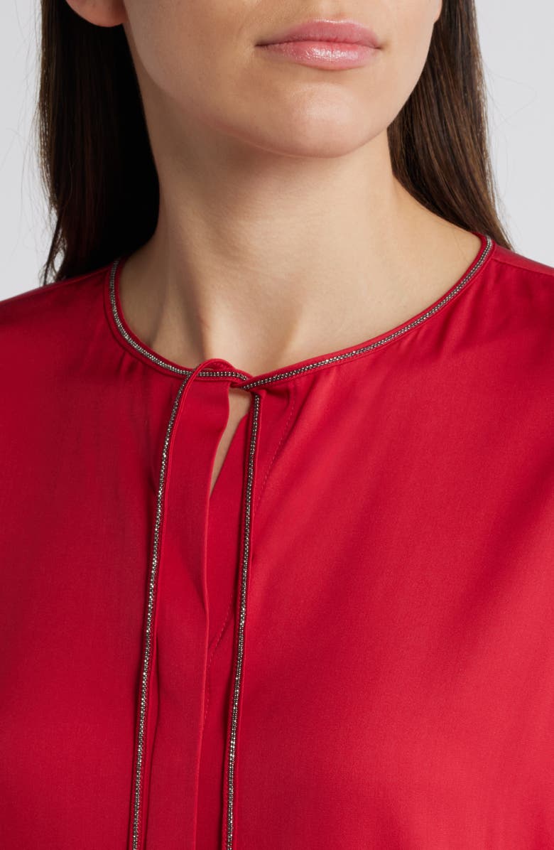 KOBI HALPERIN Eliza Silk Blend Button-Up Top, Alternate, color, Scarlet