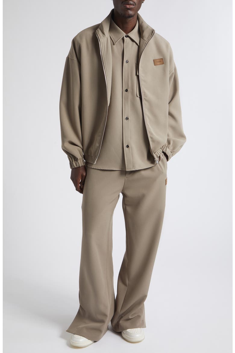 Logo Patch Stretch Cady Track Pants, Alternate, color, DARK SAND