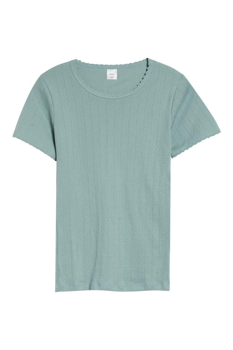 Cotton Pointelle Slim Fit T-Shirt, Alternate, color, EUCALYPTUS