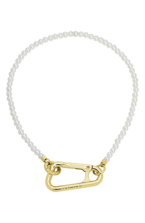 Imitation Pearl Carabiner Collar Necklace