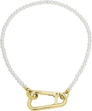 AllSaints Imitation Pearl Carabiner Collar Necklace