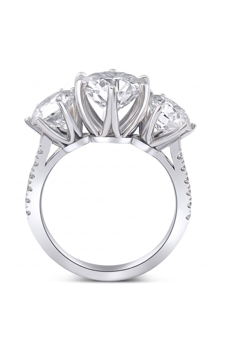 6 1/4 Ct Three Stone Diamond Engagement Ring Lab Grown Gold, Alternate, color, 10k White Gold