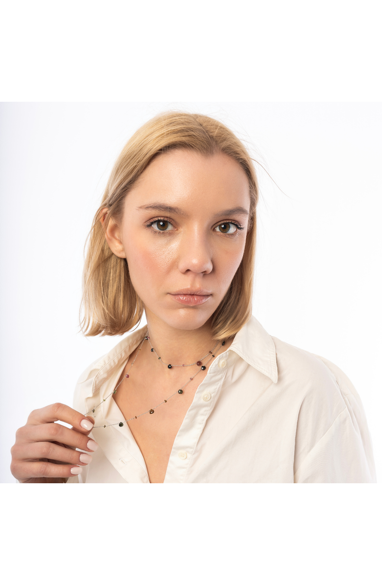 Spero London Sterling Silver Fine Tourmaline Long Necklace, Alternate, color, Silver