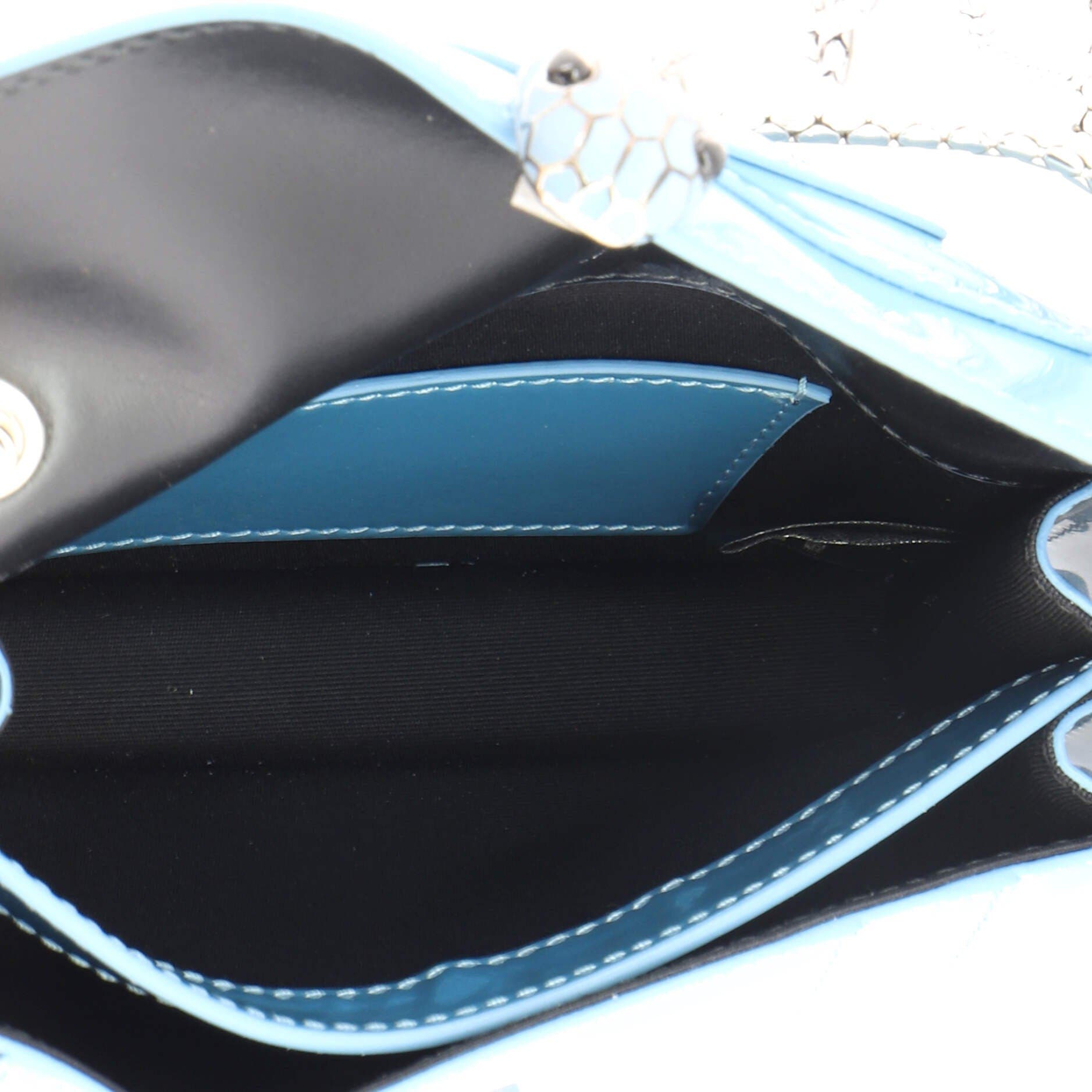 Serpenti Forever Square Shoulder Bag Patent Small, Alternate, color, Blue
