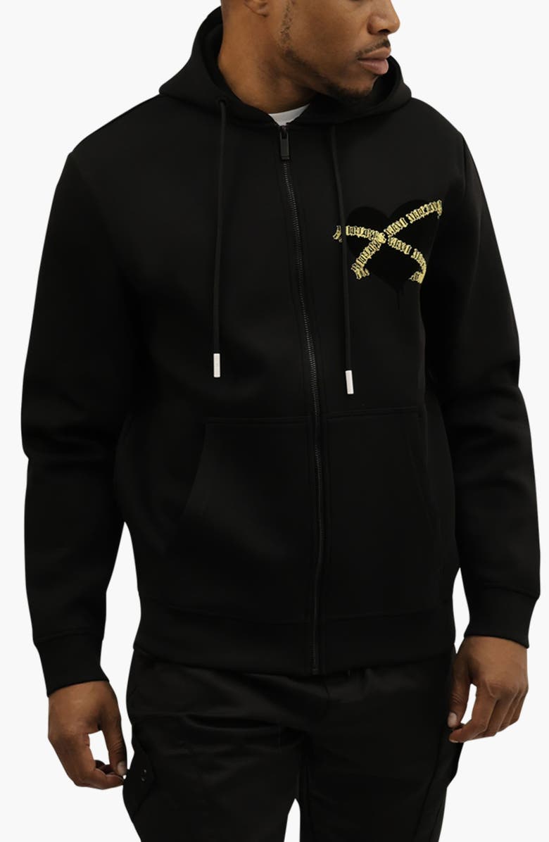 Roberto Vino The Heart Preimum Blend Zip Hoodie, Main, color, Black