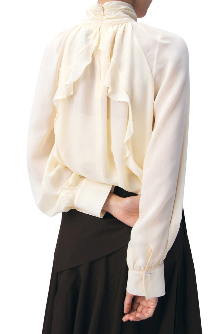 Ruffle Balloon Sleeve Semisheer Top, Alternate, color, ECRU
