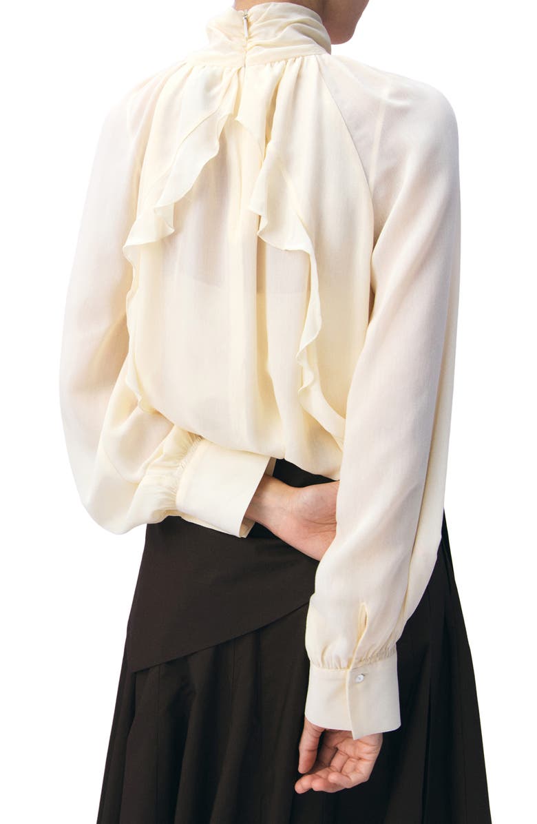 MANGO Ruffle Balloon Sleeve Semisheer Top, Alternate, color, 