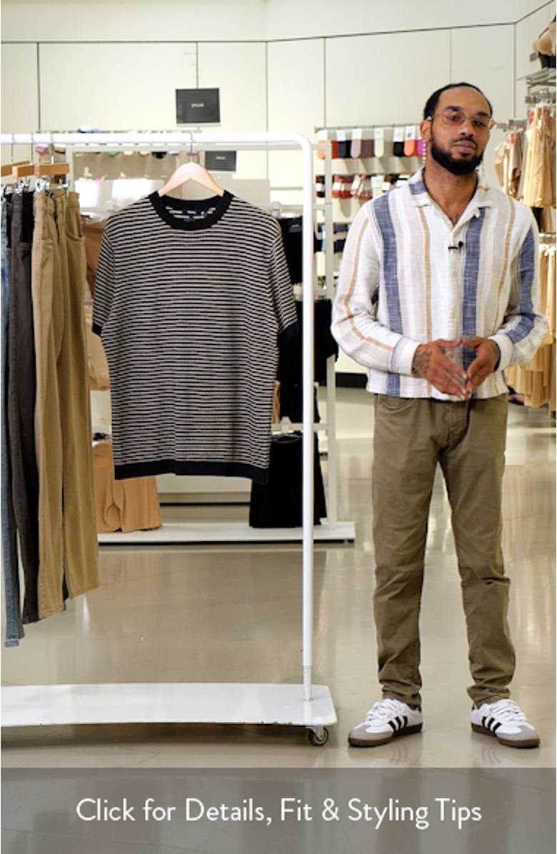 Stripe Short Sleeve Linen & Cotton Blend Crewneck Sweater, sales video thumbnail