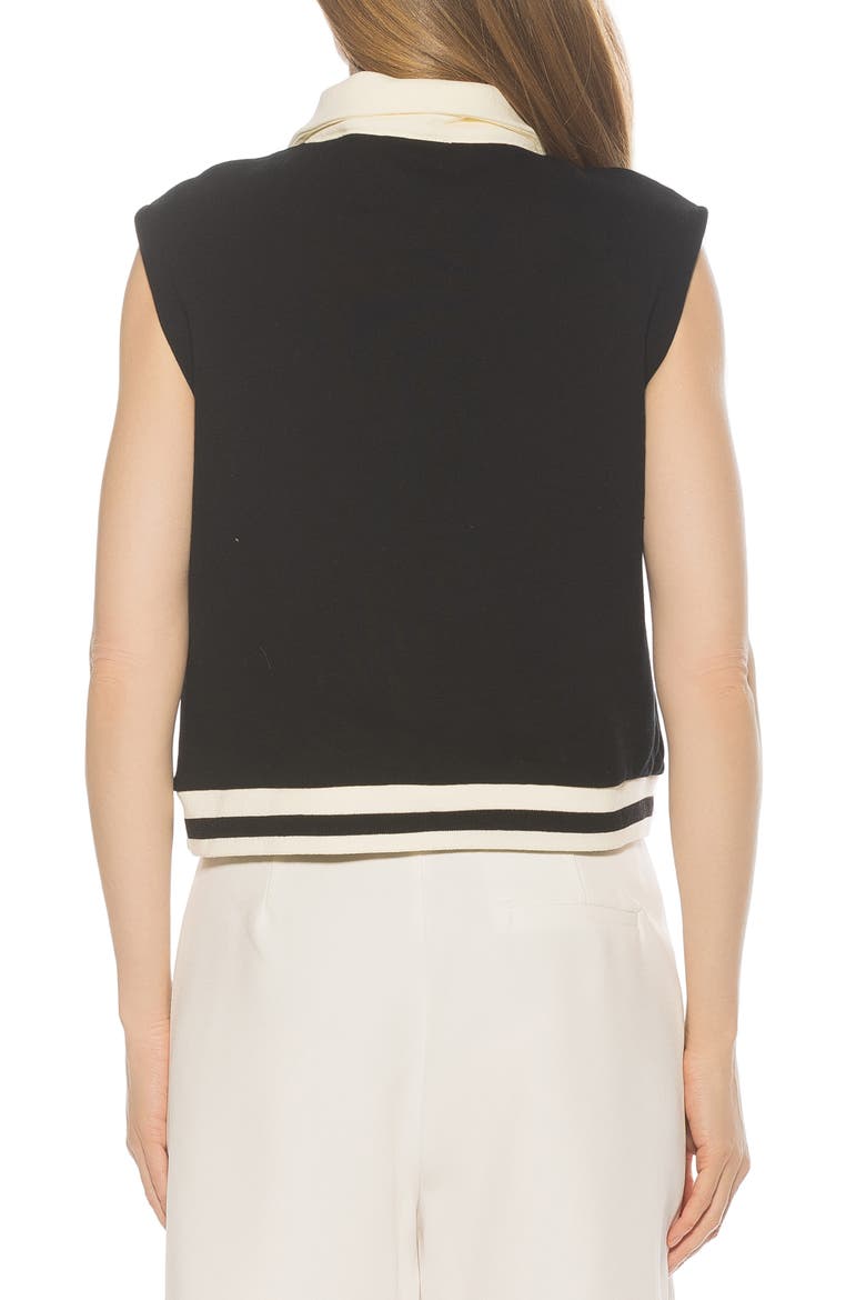 Denise Collared Top, Alternate, color, BLACK/ IVORY