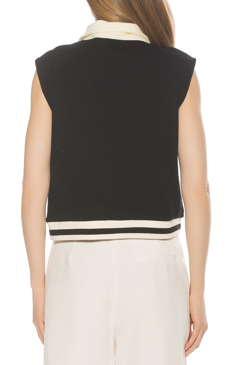 Alexia Admor Denise Collared Top, Alternate, color, Black/ Ivory