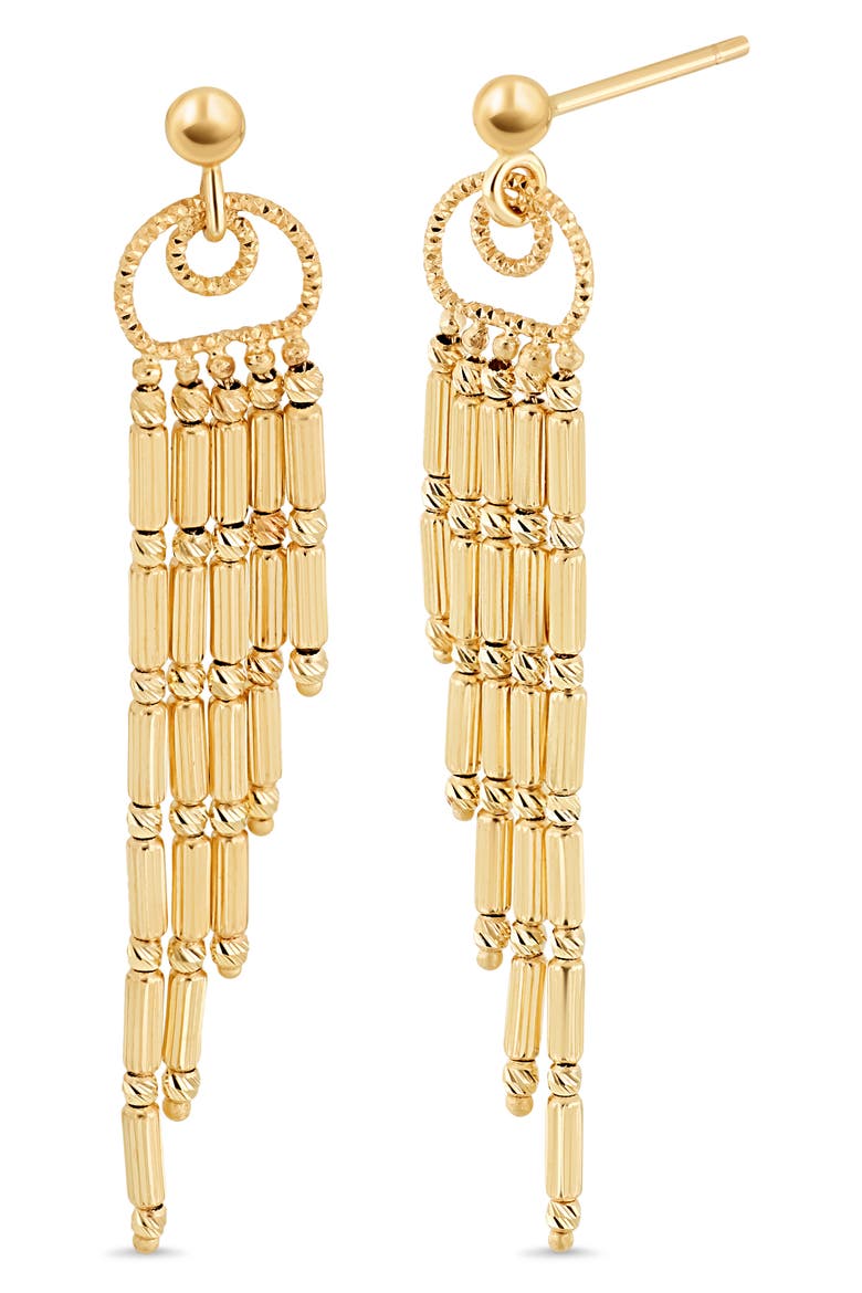 14K Gold Beaded Fringe Drop Earrings, Main, color, 14K YELLOW GOLD