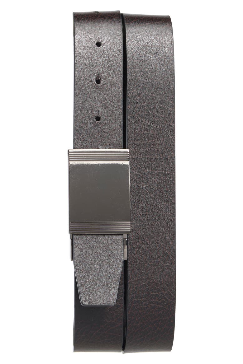 Plaque Reversible Leather Belt, Alternate, color, BLACK/ BROWN