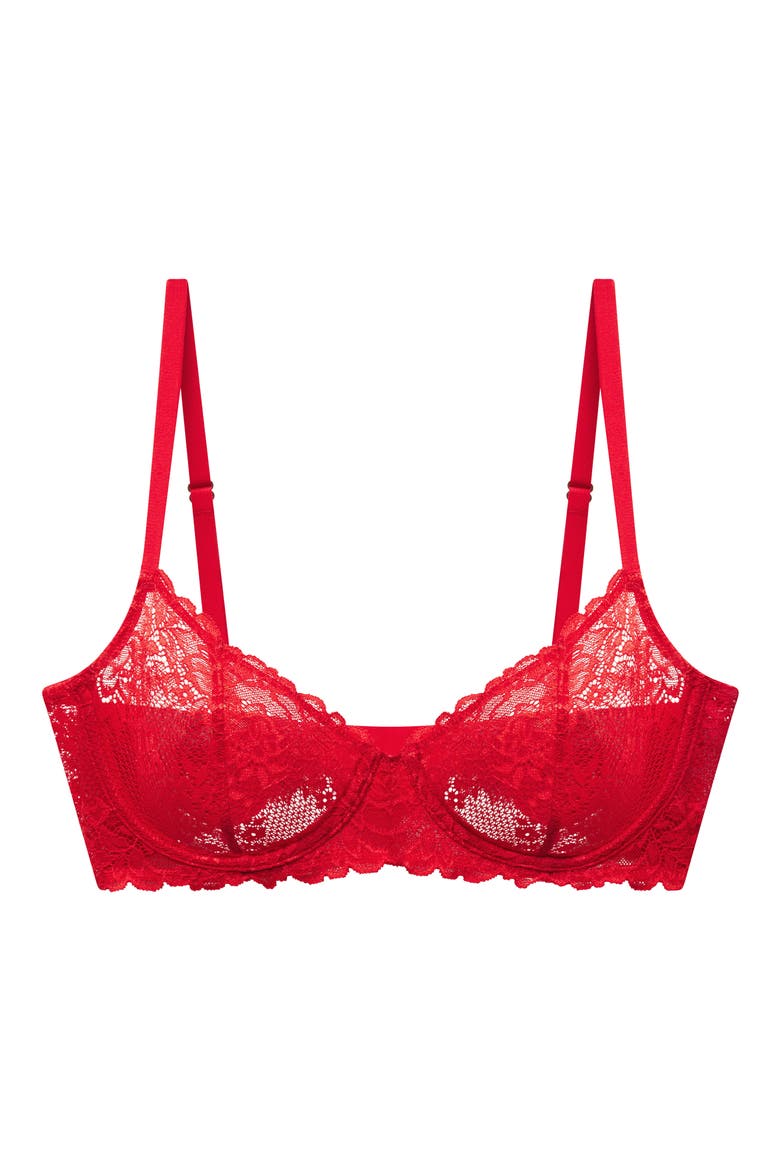 Heavenly Lace Convertible Balconette Bra, Alternate, color, HOLIDAY RED