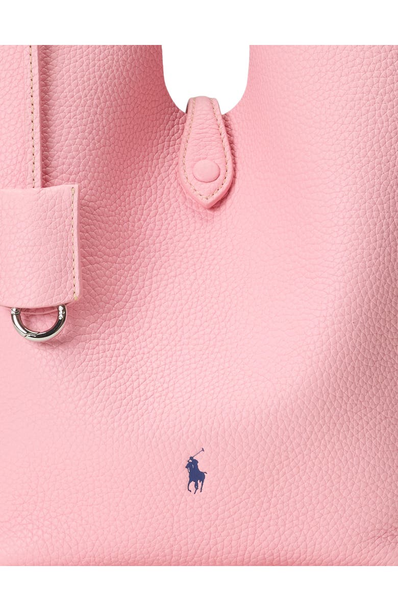 Polo Ralph Lauren Shiny Drum Pebbled Leather Tote, Alternate, color, Cotton Candy