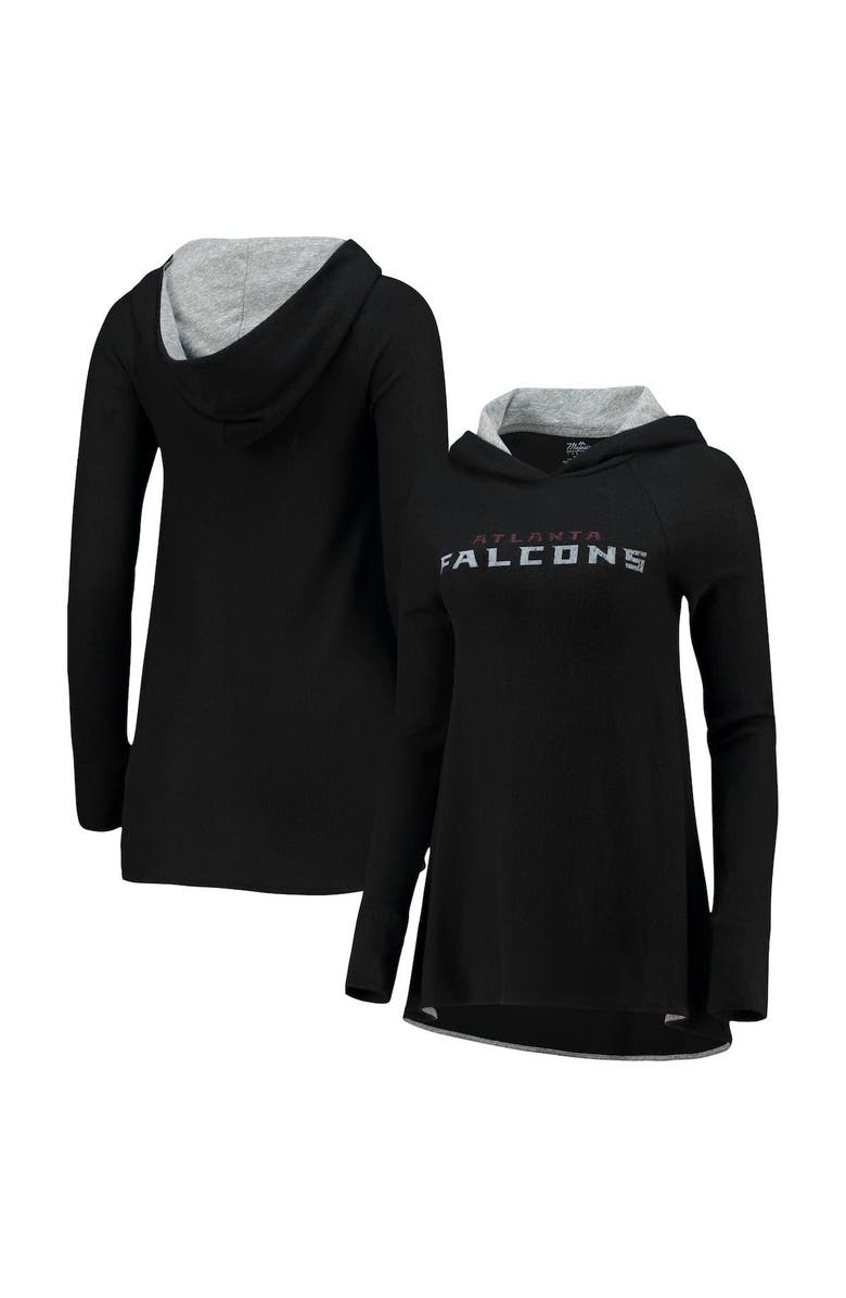 Majestic Threads Women's Majestic Threads Black Atlanta Falcons Brushed Hacci 3/4-Sleeve Tri-Blend Raglan Pullover Hoodie, Alternate, color,