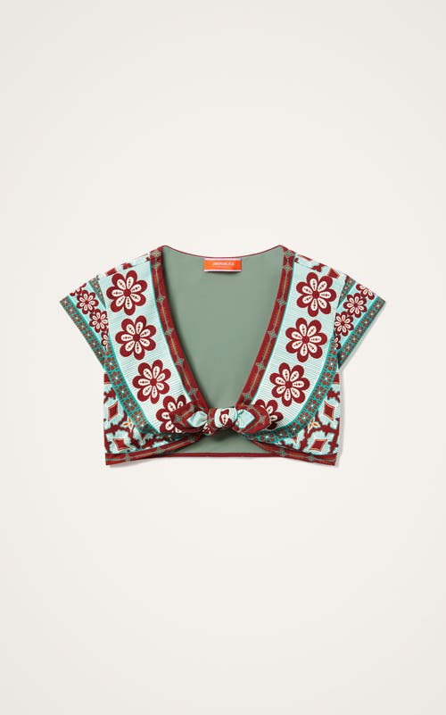 La Doublej Bardot Top Pagoda Placée Rust In Green