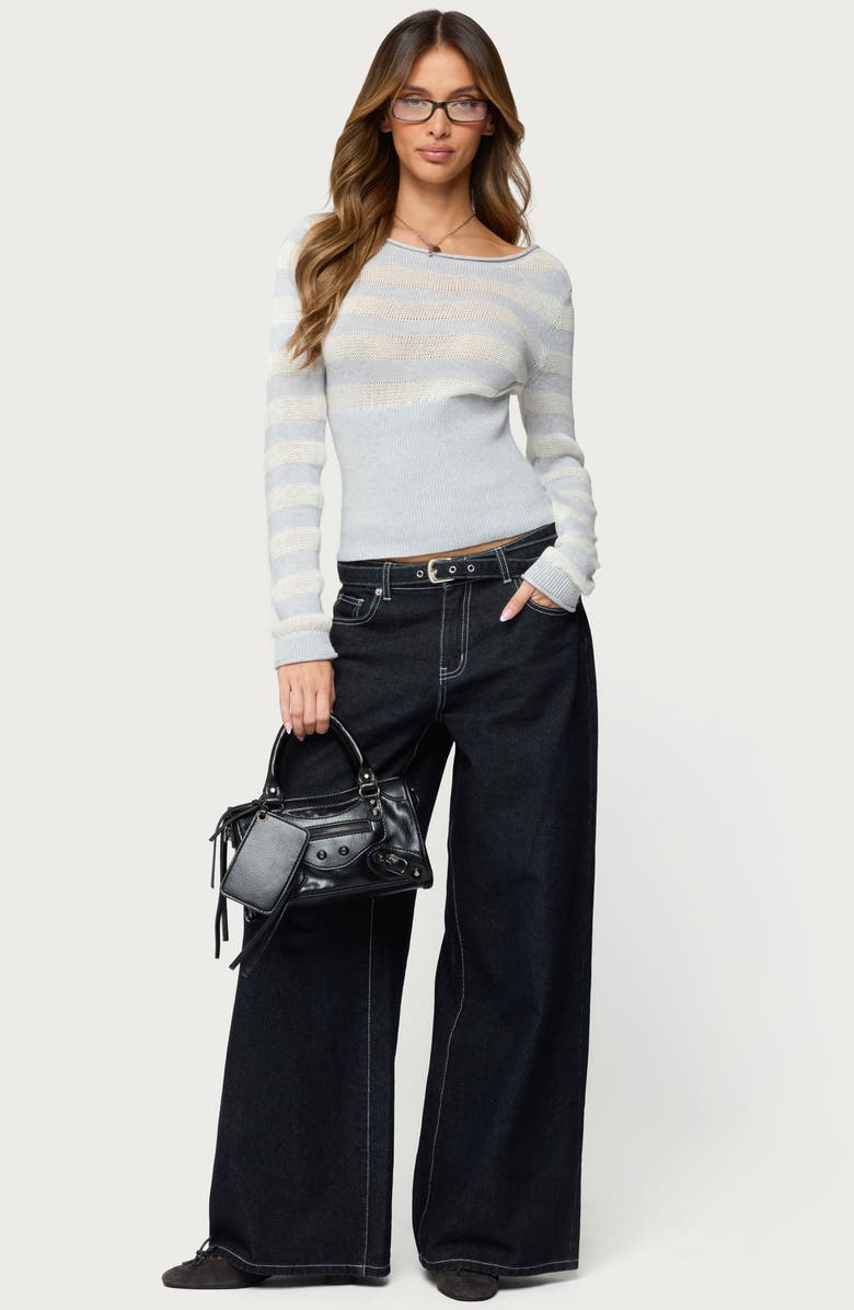 EDIKTED Cornella Stripe Open Stitch Boat Neck Sweater, Alternate, color, 