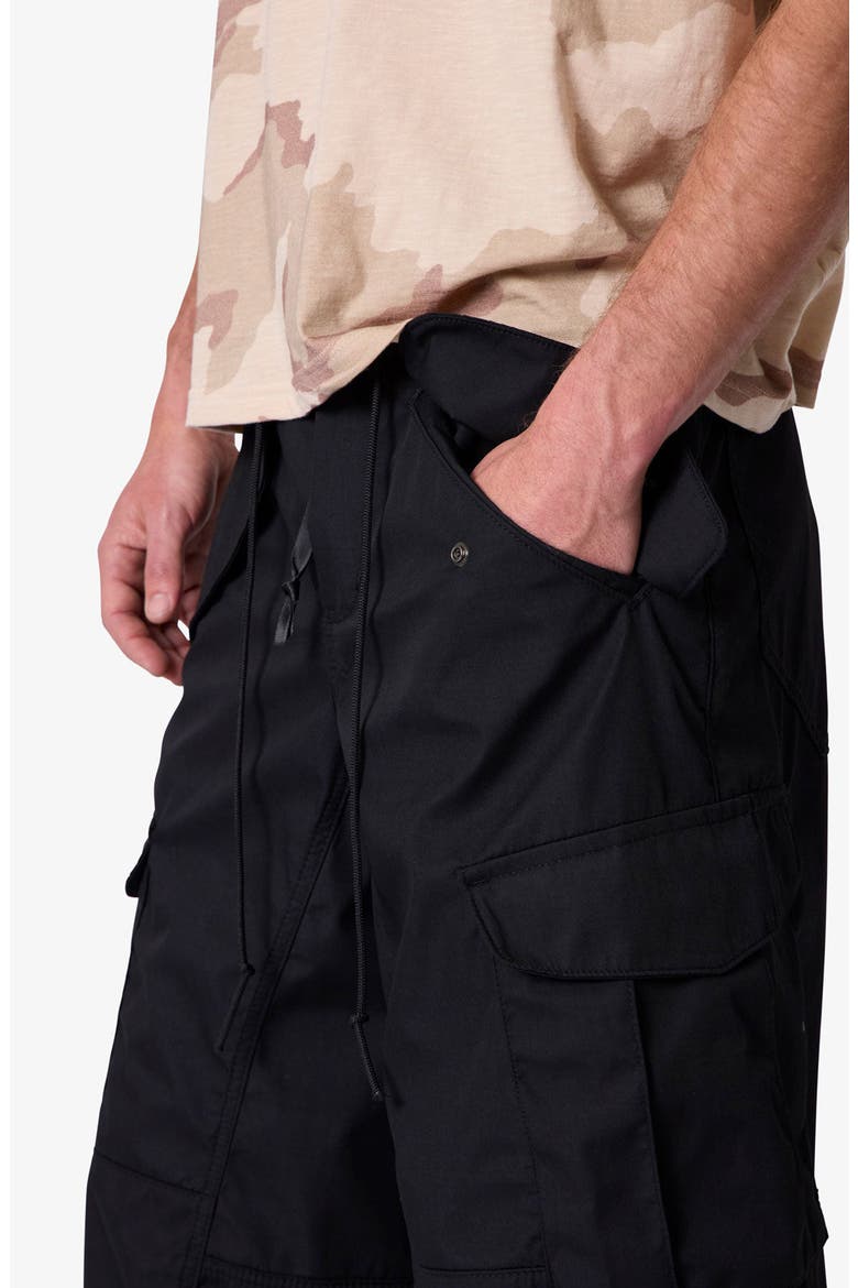 Baggy Fit Extralong Black Cargo Shorts, Alternate, color, BLACK