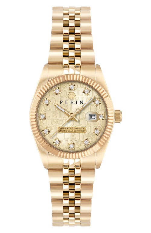 Philipp Plein Date Superlative Crystal Watch In Ip Yellow Gold