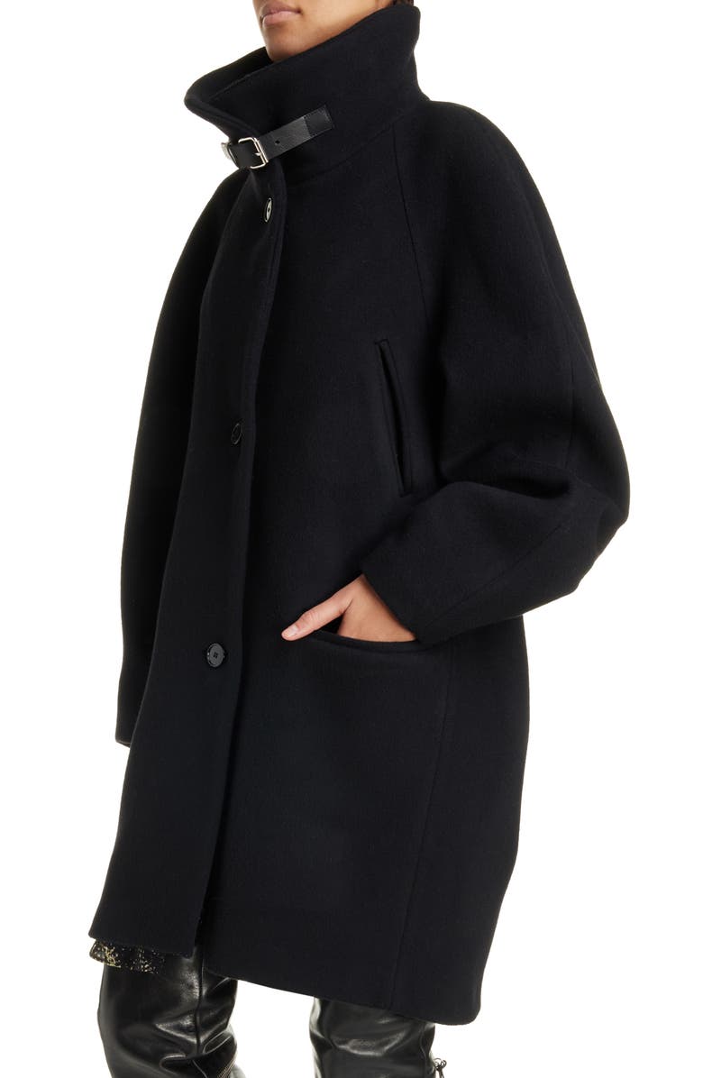 Isabel Marant Fares Wool Blend Funnel Neck Coat, Alternate, color, 