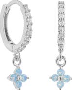 Girls Crew Blue Blossom Love Dangle Hoop Earrings