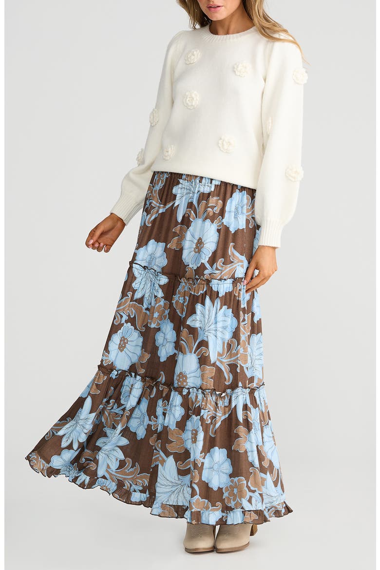 Mantra Tiered Maxi Skirt, Alternate, color, CHOCOLATE IBIZA