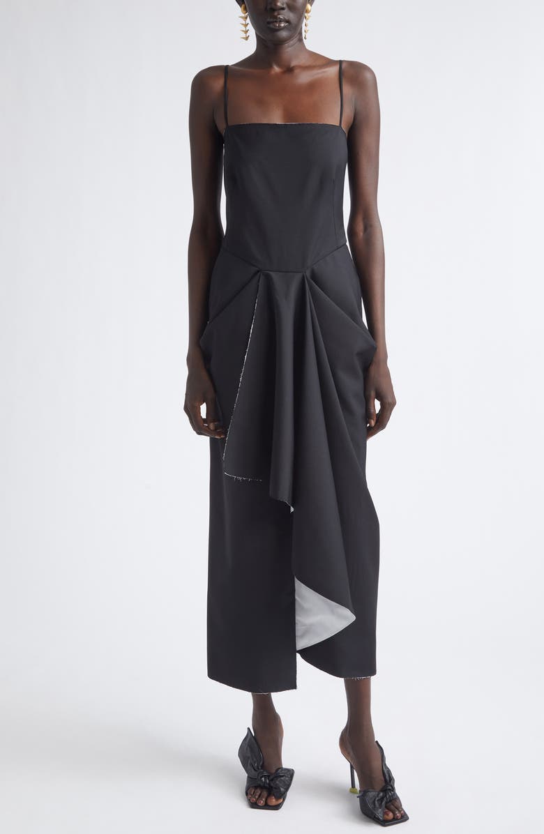 Givenchy Sliced Draped Wool & Mohair Dress, Main, color, Black
