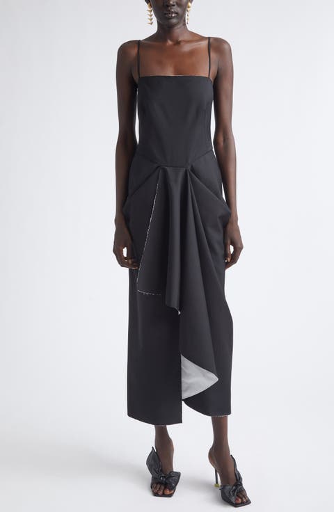 Sliced Draped Wool & Mohair Dress