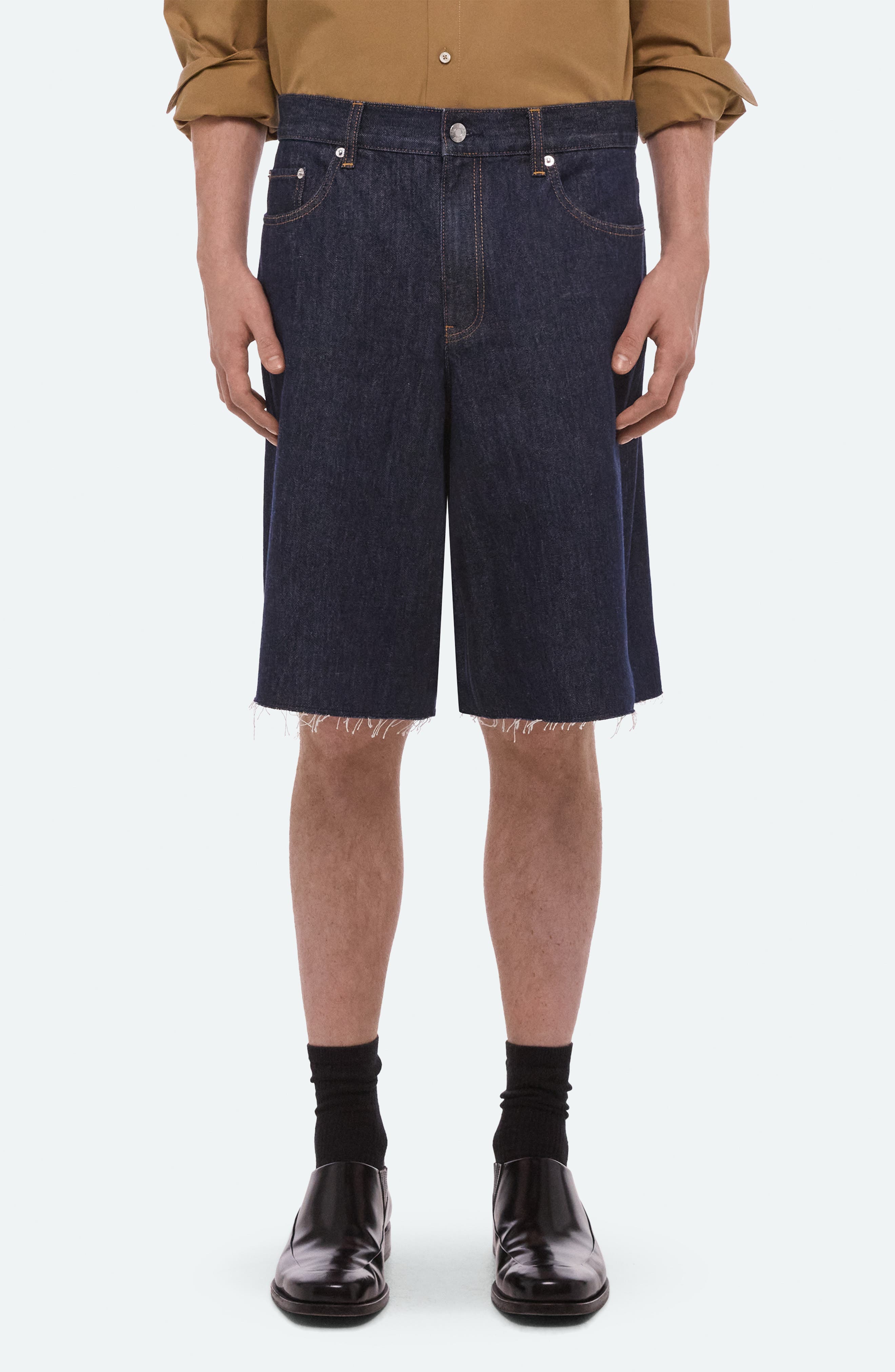Oversize Raw Hem Denim Shorts
