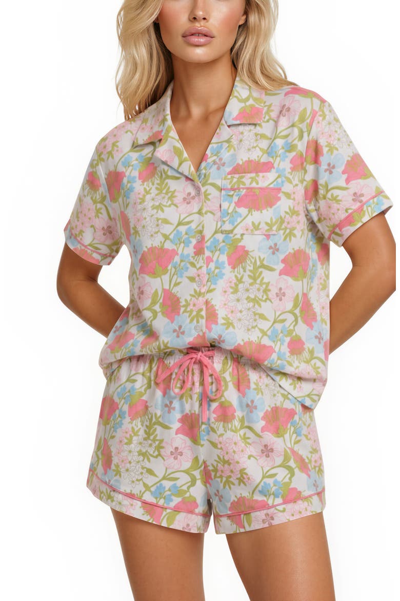 Short Sleeve Notch Collar Pajamas, Alternate, color, IVORY