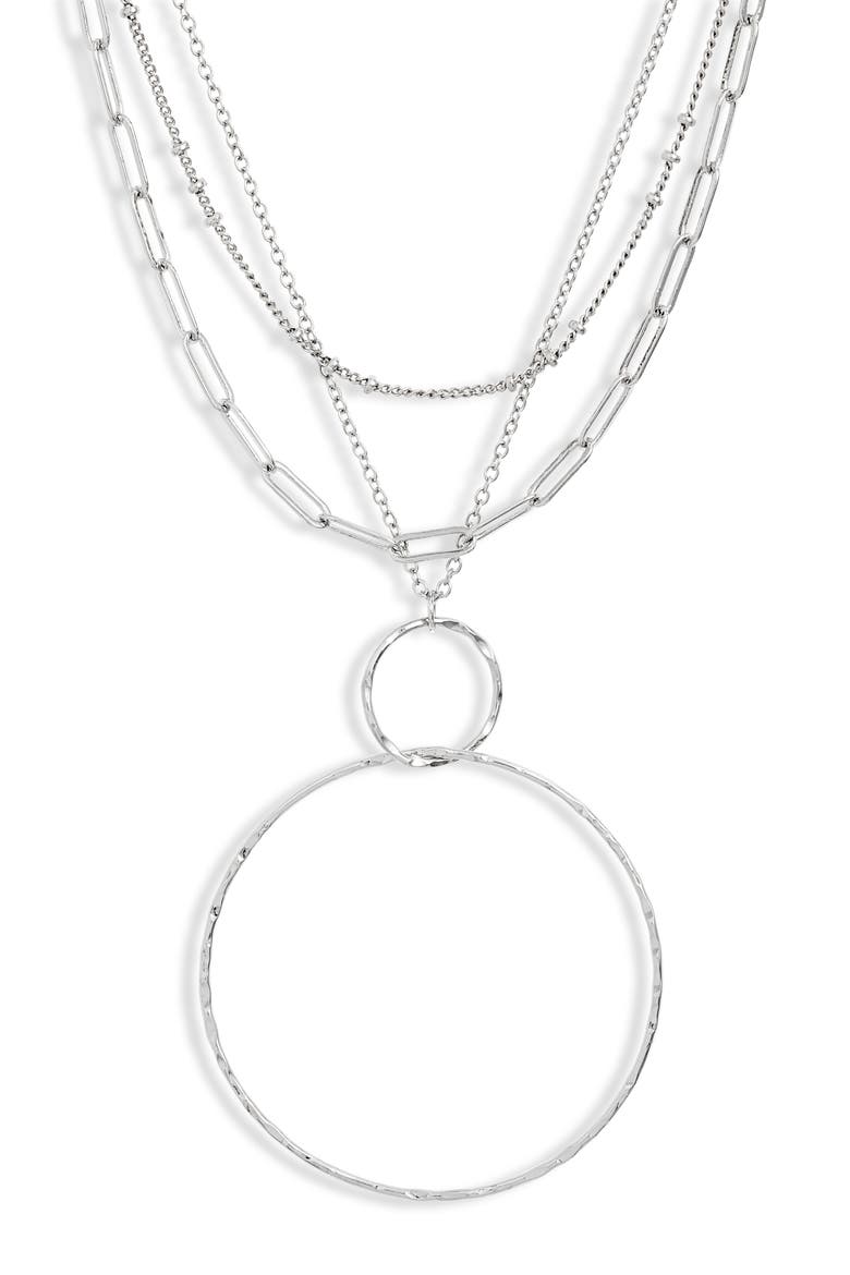 Tiered Orbital Pendant Necklace, Main, color, RHODIUM
