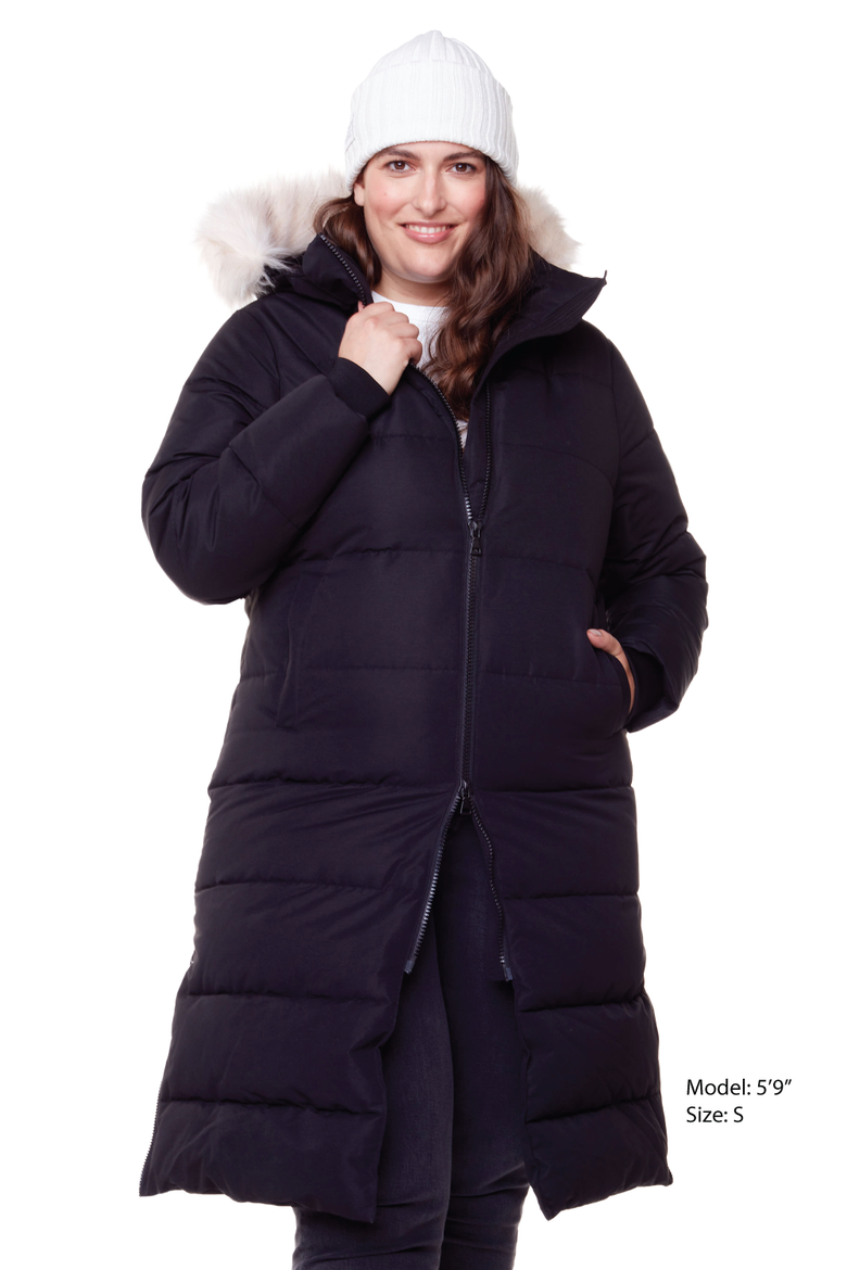 KLUANE PLUS SIZE - Vegan Down Ultra Long Winter Parka, Alternate, color, BLACK