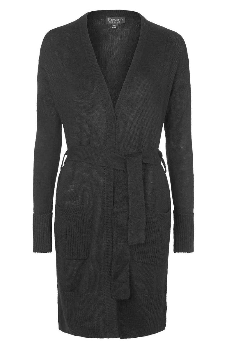 Topshop 'Lulu' Belted Longline Cardigan, Alternate, color,